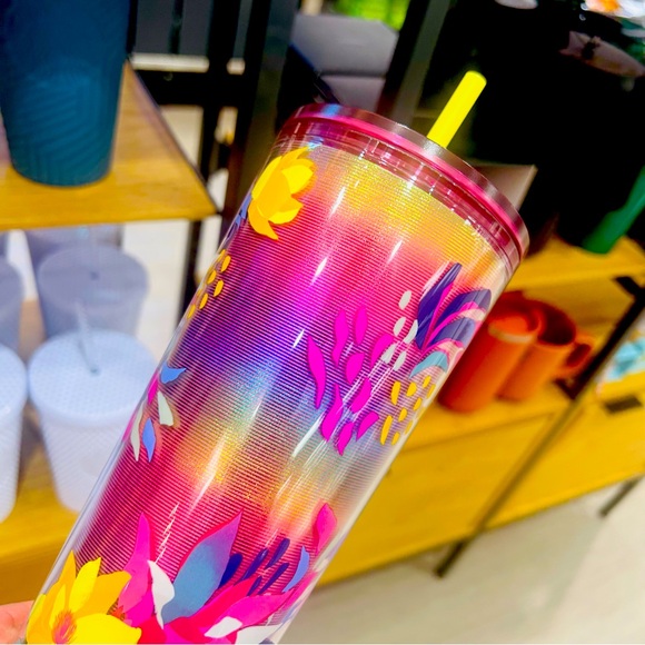 Starbucks Rainbow Floral Cold Cup Ombre Iridescent Venti Tumbler 24oz NWT 2024 - Picture 4 of 12